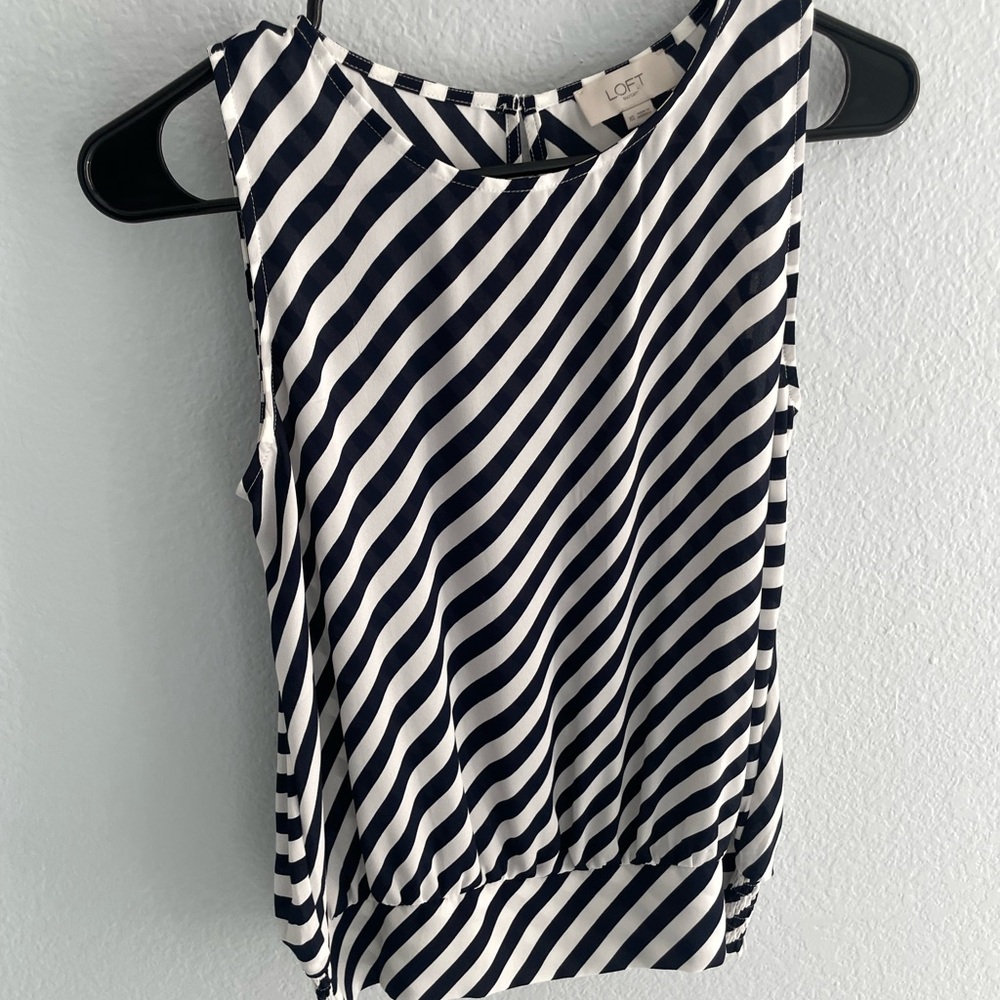 LOFT Black and White Striped Women's Top